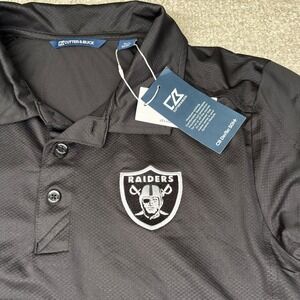 Cutter & Buck Polo Shirt Mens Medium Black Raiders NFL Performance NWT